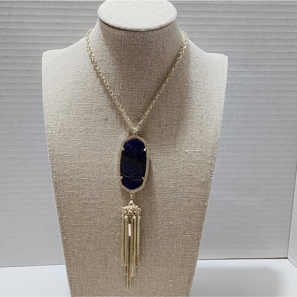 Kendra Scott gold and smooth blue Lapis?‎ Rayne necklace - Picture 2 of 6
